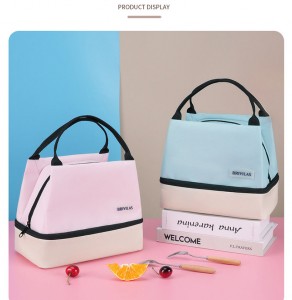 Portable Double Layer Bento Bag 600D Aluminum Foil Insulation Waterproof Zipper Lunch Box Tote Shoulder Office School Wholesale