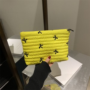 Buehlee 2026 Autumn-Winter Trendy Korean-style Casual Large Capacity Polyester Zipper Bowknot Makeup Storage Bag Handbag