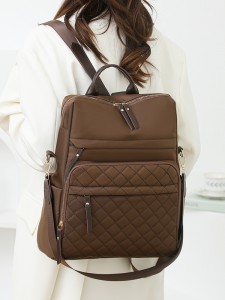 2026 New Style Women’s Fashion PU Backpack-Korean Version-Geometric Design Versatile Large Capacity Waterproof Travel Backpack