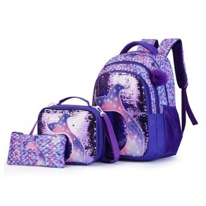 Unicorn Schoolbag New Design Unisex Grades 1 2 3 3-Set Package Nylon Zipper Reduce Weight Protect Spine Children’s Backpack