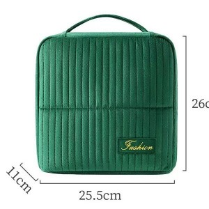 Vertical Polyester Makeup Case-Portable Travel Wash Bag Large Capacity Soft Handle Zipper for Storing Makeup Lipsticks Trips