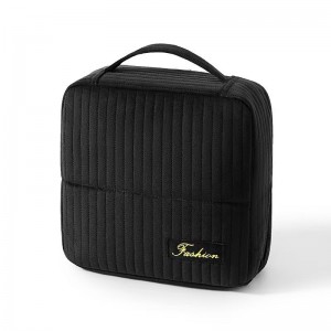 Vertical Polyester Makeup Case-Portable Travel Wash Bag Large Capacity Soft Handle Zipper for Storing Makeup Lipsticks Trips