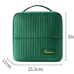 Vertical Polyester Makeup Case-Portable Travel Wash Bag Large Capacity Soft Handle Zipper for Storing Makeup Lipsticks Trips