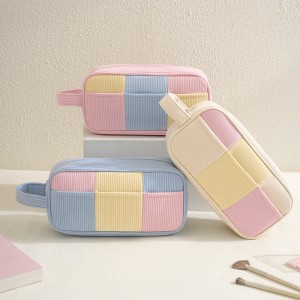 New Corduroy Bow Makeup Bag High Appearance Quality Large Capacity Storing Skincare Products Fashionable Versatile Storage