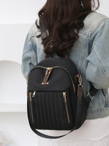 2026 New Korean-style Multi-purpose Women’s Nylon Backpack Polyester Zipper Large Capacity Water-Resistant Travel Double