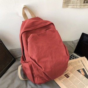 Canvas Schoolbag New Model Large Capacity Waterproof Zipper Closure for Junior High College Students Women’s Double-Shoulder