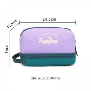 Dry-wet Separation Waterproof Zipper Closure for Bag Large Capacity Travel Makeup Bag for Bathroom & Bathhouse Storage