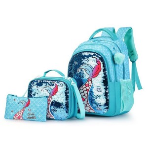 Unicorn Schoolbag New Design Unisex Grades 1 2 3 3-Set Package Nylon Zipper Reduce Weight Protect Spine Children’s Backpack