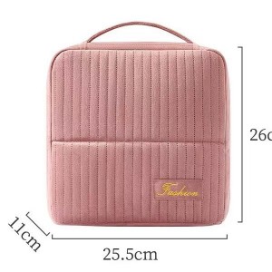 Vertical Polyester Makeup Case-Portable Travel Wash Bag Large Capacity Soft Handle Zipper for Storing Makeup Lipsticks Trips