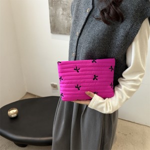 Buehlee 2026 Autumn-Winter Trendy Korean-style Casual Large Capacity Polyester Zipper Bowknot Makeup Storage Bag Handbag