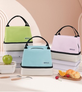 Portable Double Layer Bento Bag 600D Aluminum Foil Insulation Waterproof Zipper Lunch Box Tote Shoulder Office School Wholesale