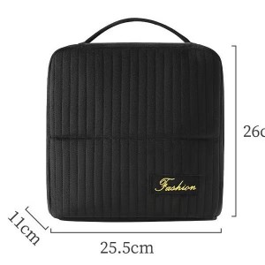 Vertical Polyester Makeup Case-Portable Travel Wash Bag Large Capacity Soft Handle Zipper for Storing Makeup Lipsticks Trips