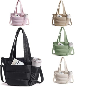 Women’s Cross-Body Bag-Large Capacity Lightweight Polyester Striped Zipper Closure Fashionable & Sweet for All Seasons