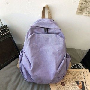 Canvas Schoolbag New Model Large Capacity Waterproof Zipper Closure for Junior High College Students Women’s Double-Shoulder