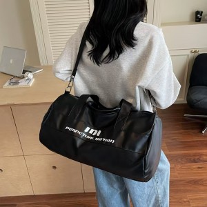 Wholesale Fashion PU Zipper Travel Bags Large Capacity Fitness Dry Wet Separated Sports Handbags Soft Leather Crossbody Carry-on