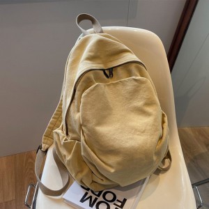 Canvas Schoolbag New Model Large Capacity Waterproof Zipper Closure for Junior High College Students Women’s Double-Shoulder