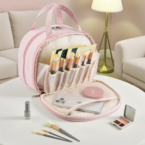 Travel for Bag-Large Capacity Makeup Bag-High-end Portable Polyester Zipper Bow-with Detachable Handbag for Cosmetics
