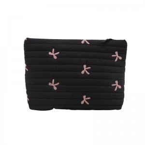 Buehlee 2026 Autumn-Winter Trendy Korean-style Casual Large Capacity Polyester Zipper Bowknot Makeup Storage Bag Handbag