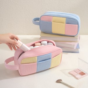 New Corduroy Bow Makeup Bag High Appearance Quality Large Capacity Storing Skincare Products Fashionable Versatile Storage