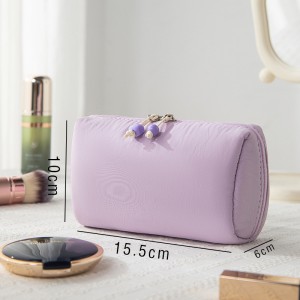 New Minimalist Bow Design Zipper Closure Divided Makeup Bag Large Capacity Solid Color Portable Pen Case for Commuting Storage
