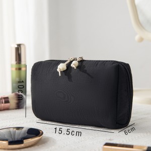 New Minimalist Bow Design Zipper Closure Divided Makeup Bag Large Capacity Solid Color Portable Pen Case for Commuting Storage