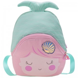 Manufacturer’s Wholesale Children’s Mermaid Kindergarten Double Backpack, Cartoonish and Cute, Lightweight and Suitable for Girl