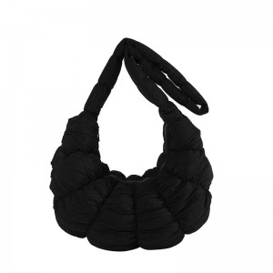 Fashion Summer Folded Clouds Design Women’s Crossbody Bag Ostrich Pattern Cotton Fabric Lightweight Large Capacity Zipper