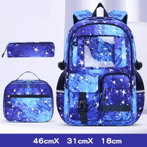 Children’s Three-piece Oxford Backpack Set for Unisex Primary/junior High School Students Ultra-lightweight Durable Carrying
