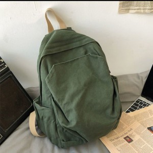 Canvas Schoolbag New Model Large Capacity Waterproof Zipper Closure for Junior High College Students Women’s Double-Shoulder
