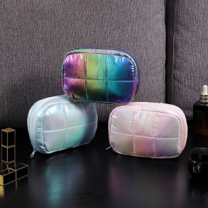 Cross-border New Style Polyester Bow Down-filled Padded Cloud-shaped Makeup Bag Storage Bag Shock-proof Scratch-resistant