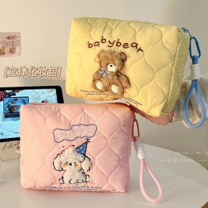 Factory Direct Sale Cute Bow Polyester Travel Makeup Bag Women Large Capacity Portable Suitable Outdoor Use Small Lightweight
